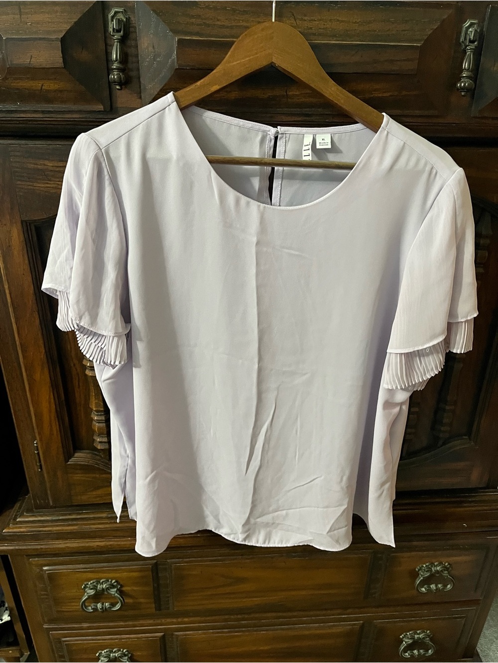 Light Lavender Flutter Sleeve Blouse